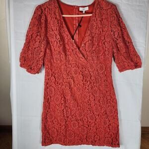 NSR Women’s Red Lace Half Sleeve Mini Dress Women’s Size Large XL